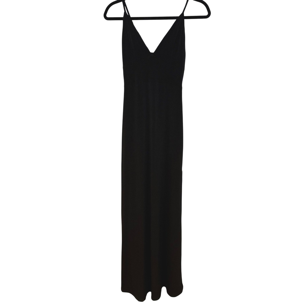 Lulus Black V-Neck Maxi Dress Adjustable Straps Side Slit XS Formal Gown‎ Lined
